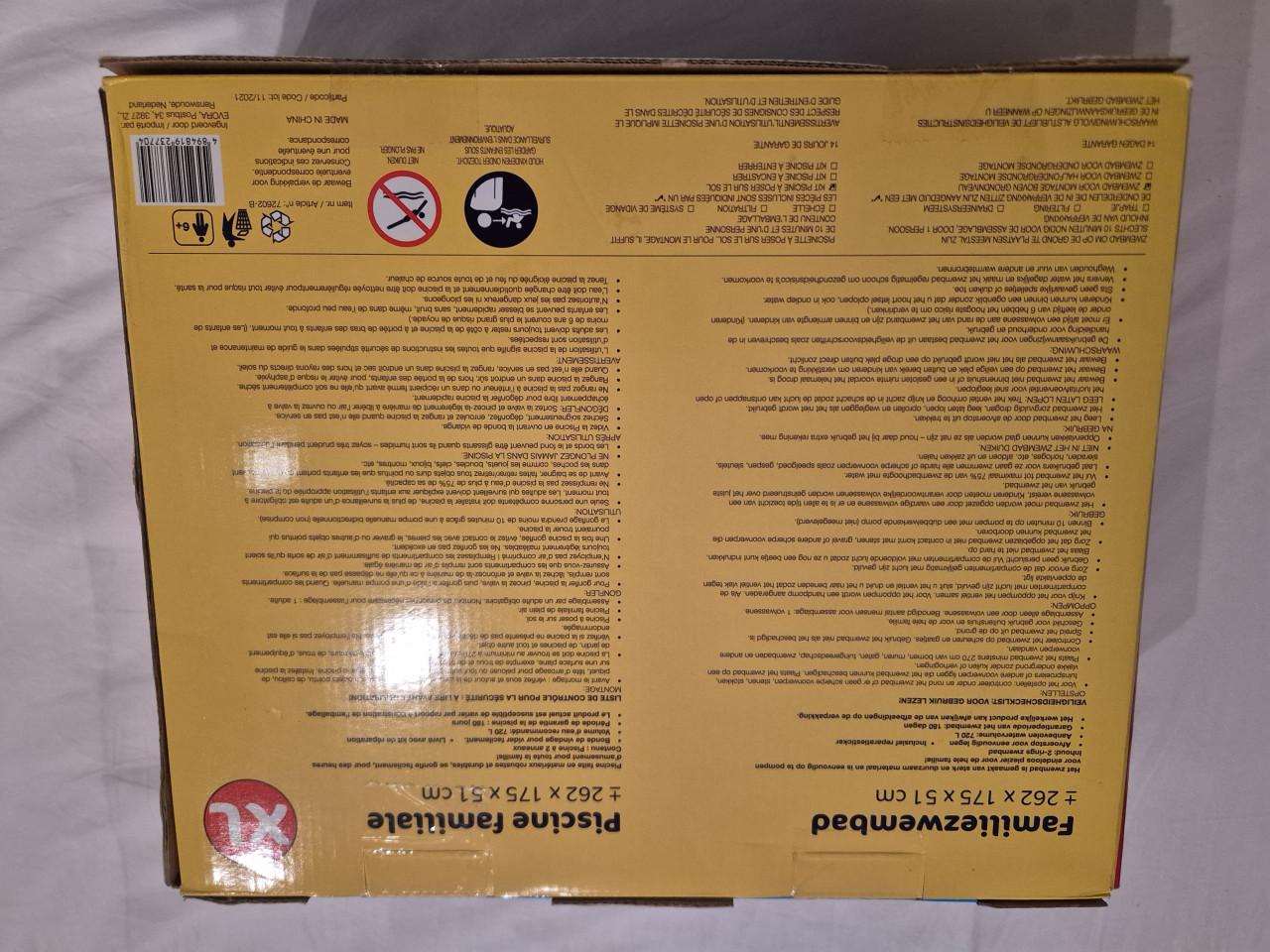 Opblaas zwembad 262 x 175 x 51 cm