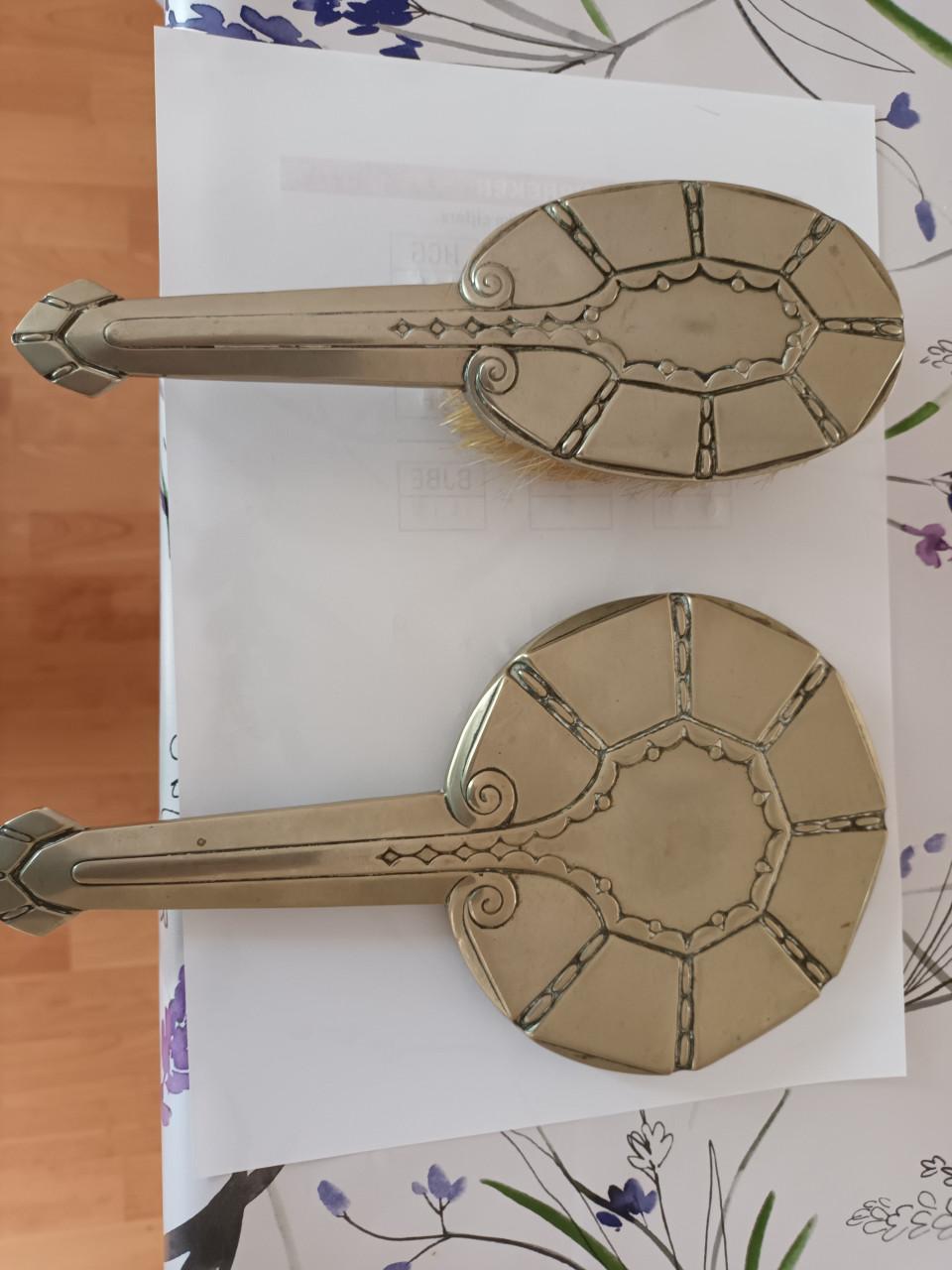 Antieke zilveren borstel en Spiegel mogelijk Art Nouveau-of Art Deco