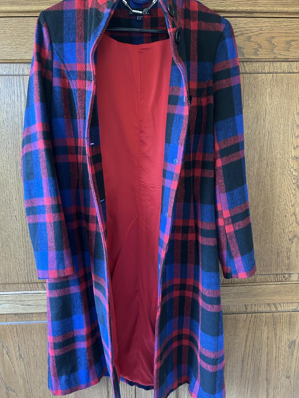 Mooie blauw/rood geruite mantel van Smashed Lemon, maat 38