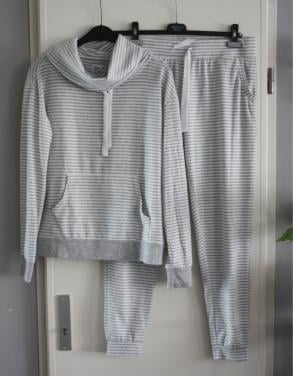 Wit grijs gestreept set