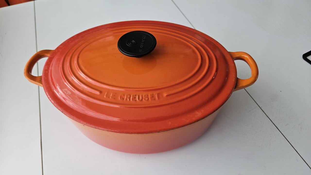 Le creuset braadpan ovaal 29 cm oranje gietijzer