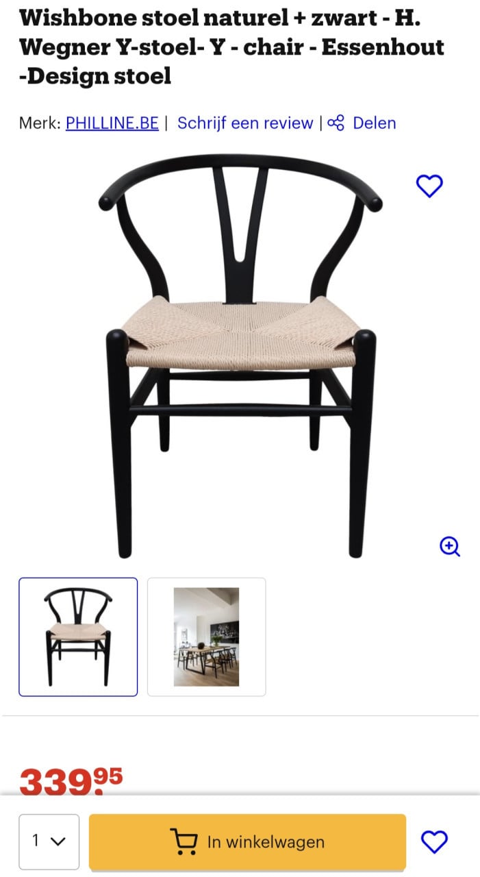 Whisbone design eetkamerstoelen 4x