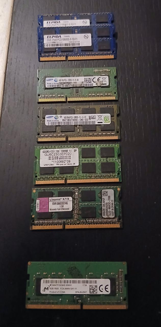 Diverse laptop RAM geheugen