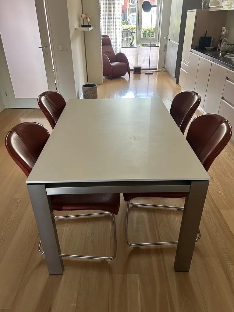 Eettafel (uitschuifbaar) met 4 stoelen - Modern - in zeer goede staat