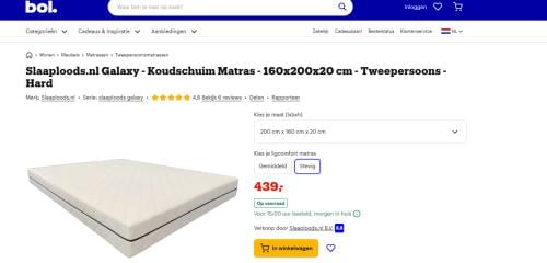 Galaxy - Koudschuim Matras - 160x200x20 cm - Tweepersoons - Hard