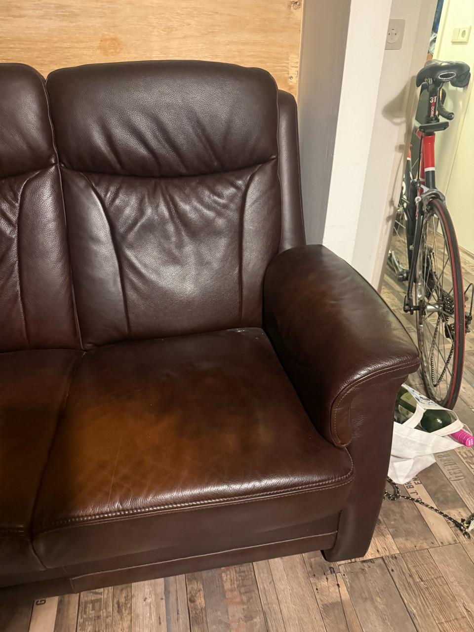 Klassiek Bruine Leren Bank GRATIS af te halen!