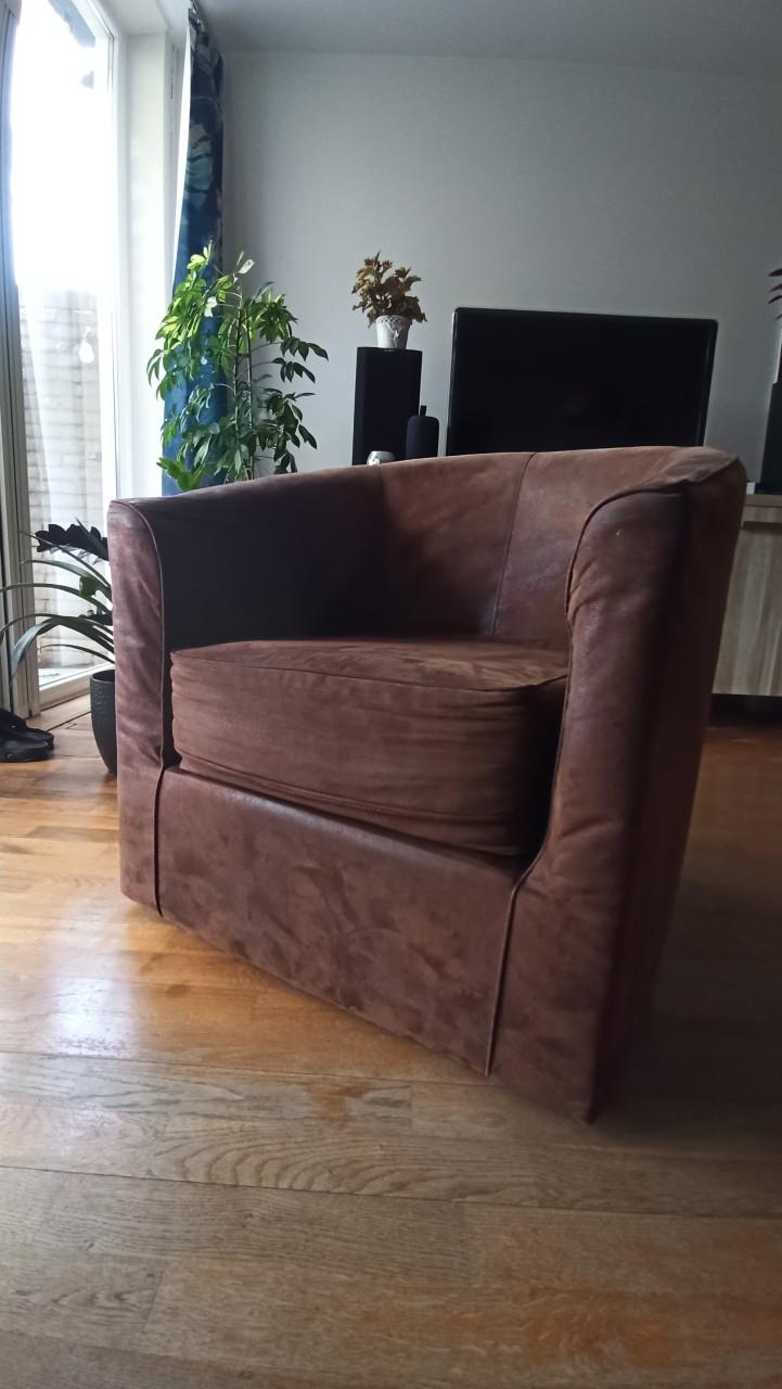 Comfortabele fauteuil van microvezel - Oud bruin - twee op voorraad