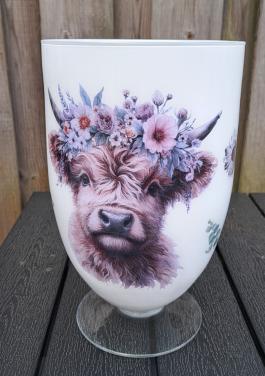 Decoupage vaas met Schotse hooglander