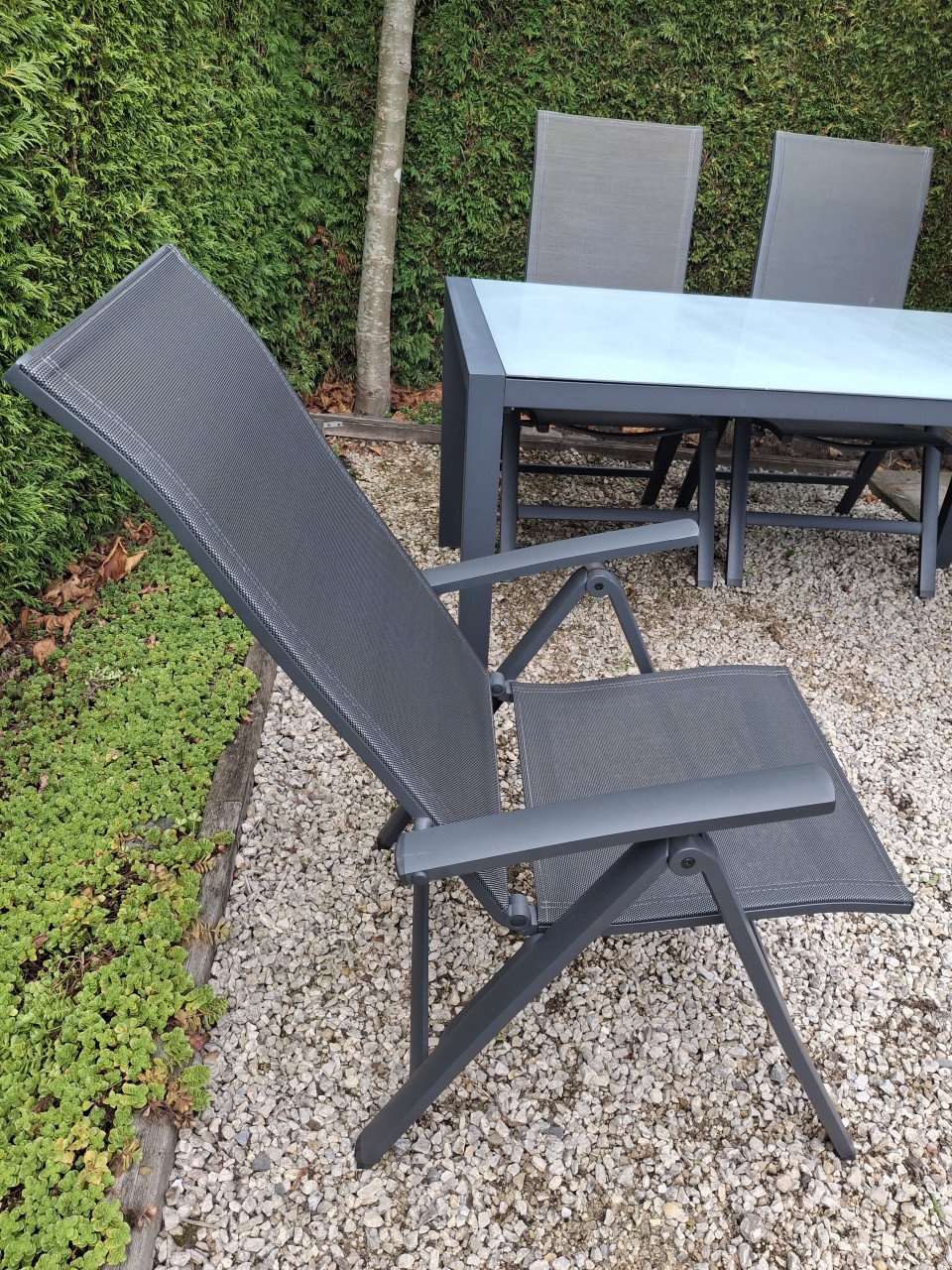 Aluminium tuinset met 4 stoelen