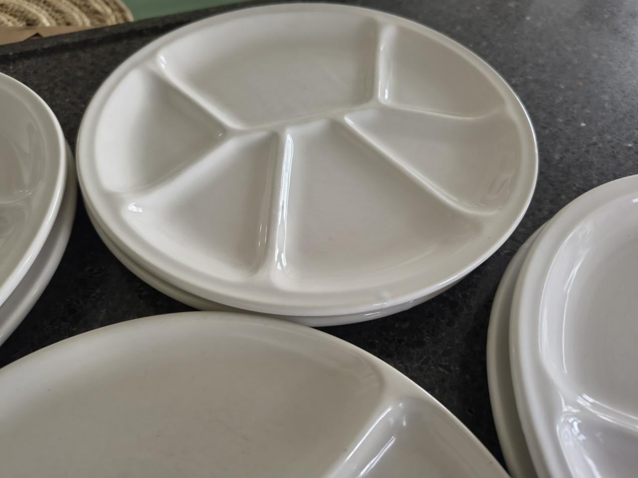 Prachtige set van 10x witte fondueborden, gourmetborden.