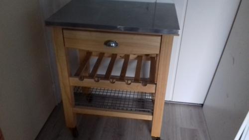 Houten Keuken Trolley serveerwagen met roestvrij metaal blad