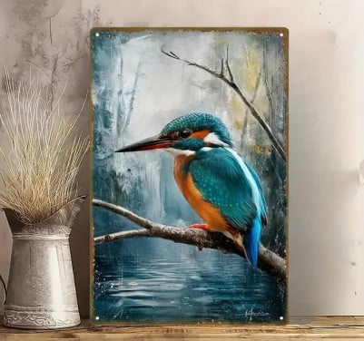 Ijsvogel #3 ( aluminium 20x30 - nieuw ) decoratie