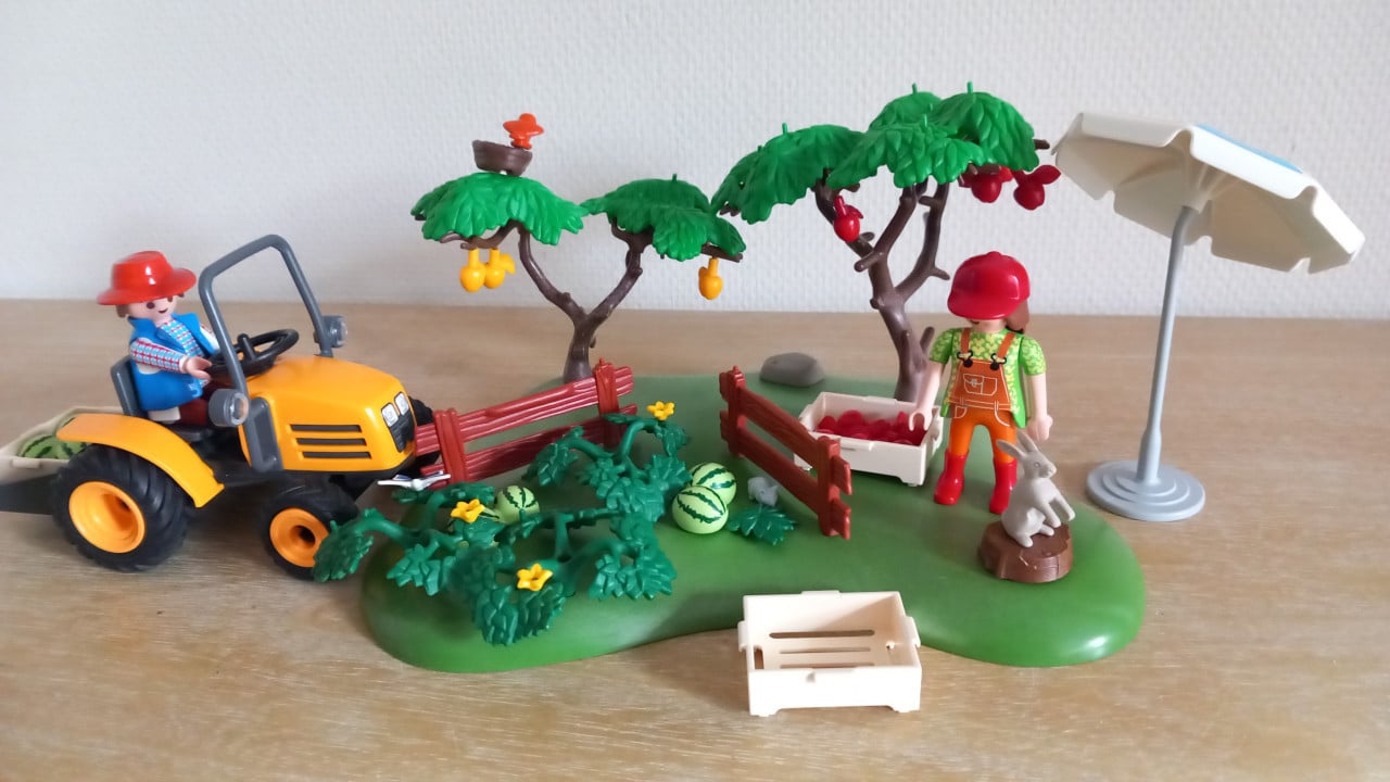 Playmobil trekkertje met meloen en appeloogst
