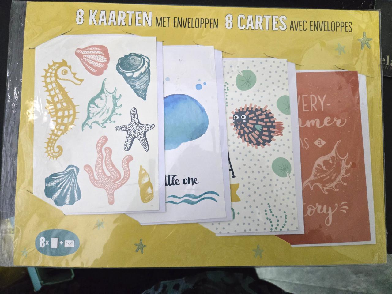 Set van 8 kaarten met enveloppen in een maritiem thema.