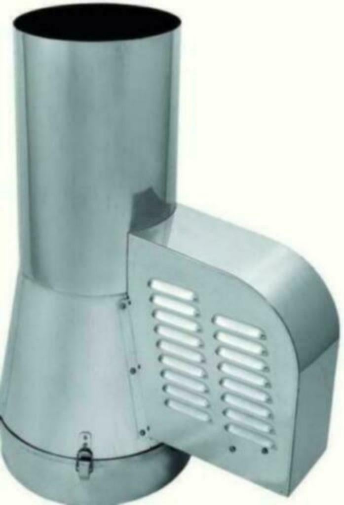 Elektrische rookgasafzuiger voor plaatsen op schoorsteen.