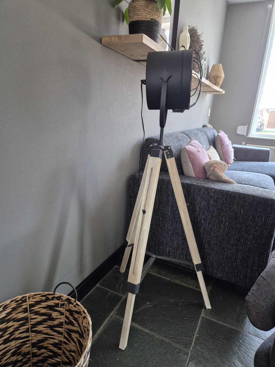 Staande Industriele vloerlamp Antraciet