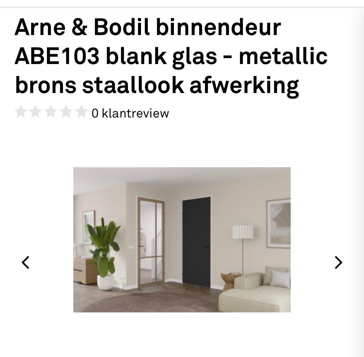 Glazen binnendeur met kleine beschadiging