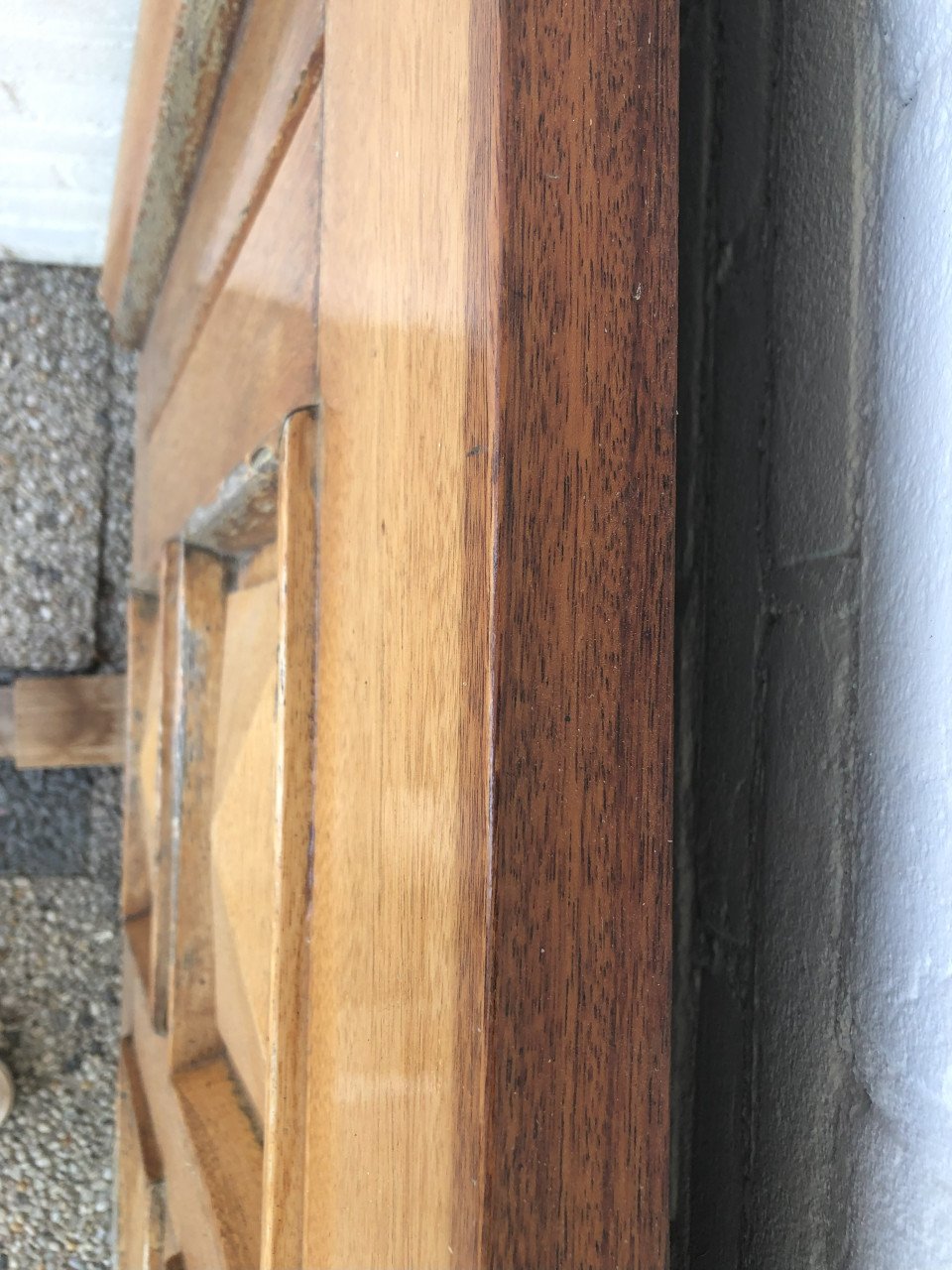 Massieve houten deur met glas (inclusief koperen deurklink en brievenbus)