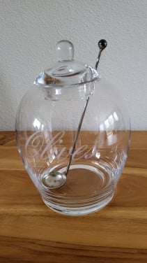Riviera Maison glazen pot voor olijven 'Olives', h 19 cm