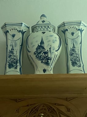 Mooi 3 delig Delfst blauw kaststel