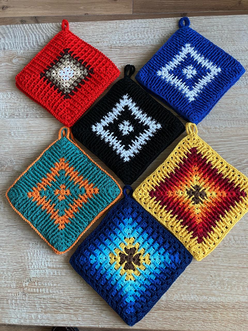 Dubbel nieuwe gehaakte pannenlappen