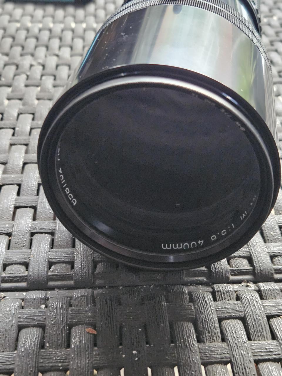Prachtige vintage Pentax-M 400mm 1:5.6 telelens met koker