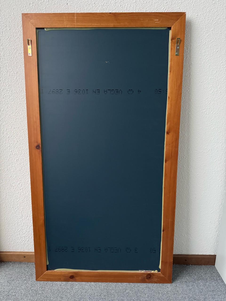 Vintage grenen spiegel met facet geslepen glas