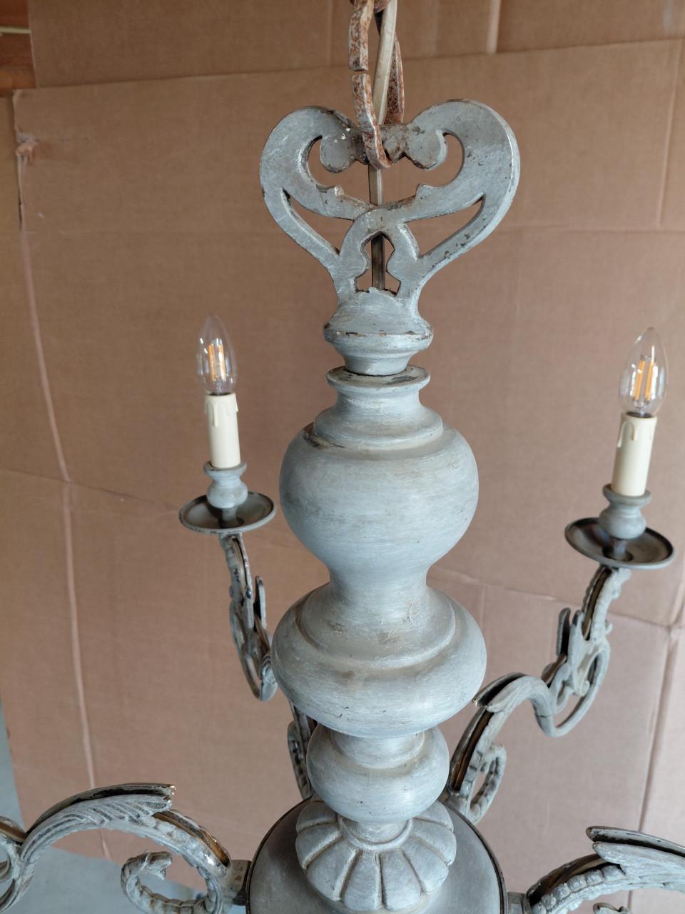 Vintage Kroonluchter met 6 Armen