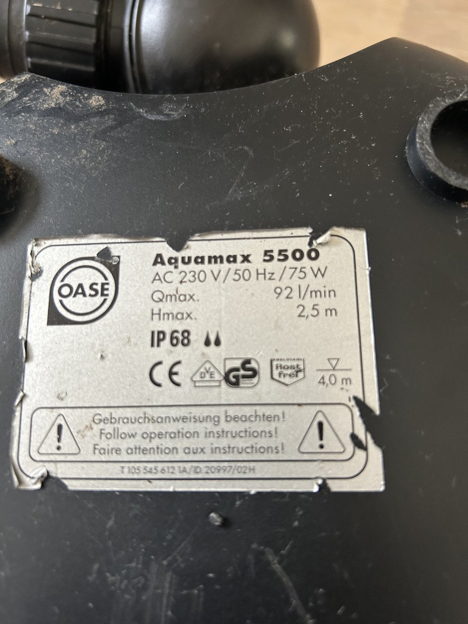 Te koop oase aquamax 5500 sterke en zuinige Vijverpomp en 5500 lpu