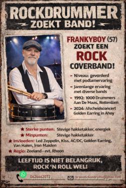 Drummer zoekt Rock coverband.