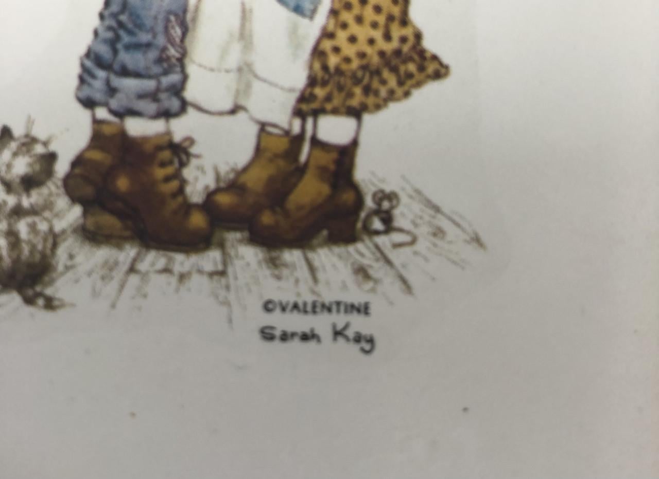 Lief vintage tegeltje van Sarah Kay in houten lijstje