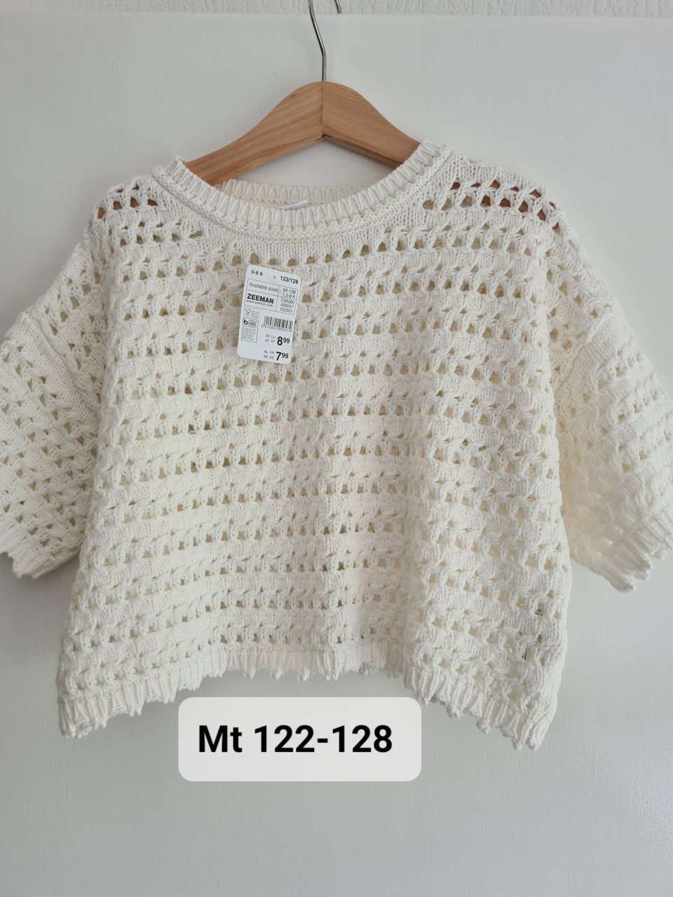 Nieuwe wit ecru gehaakt, gebreide truitje van Zeeman  Maat 122-128