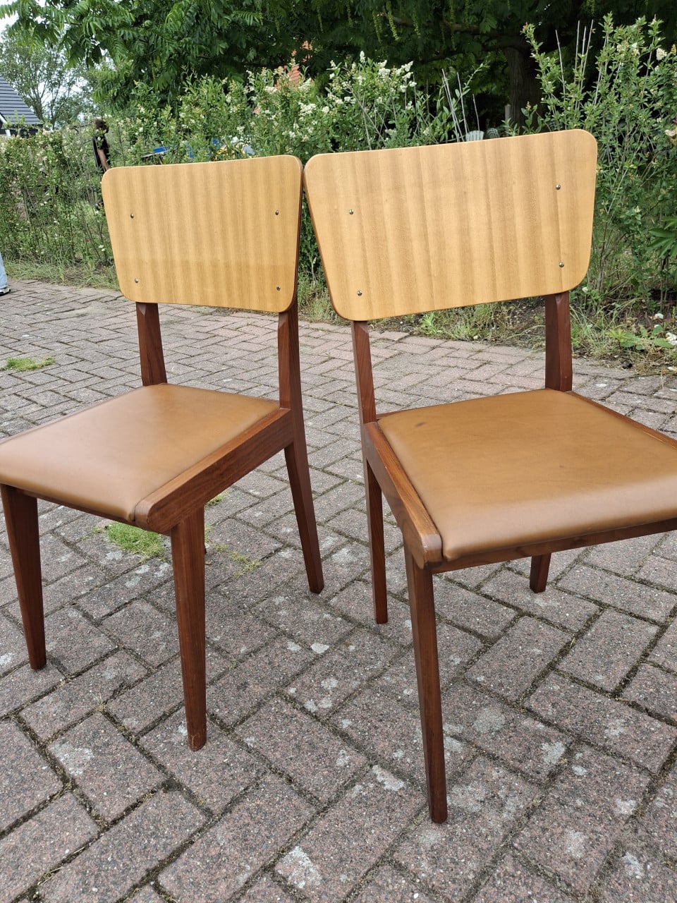 Vintage stoelen bruin leder