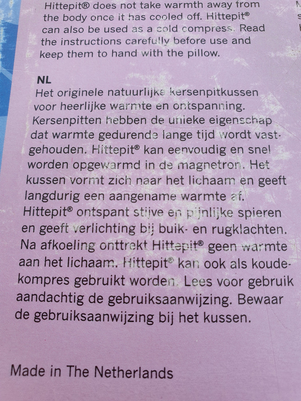 Leuk Treets Hittepit Kersenpitkussen, een 100% natuurproduct....