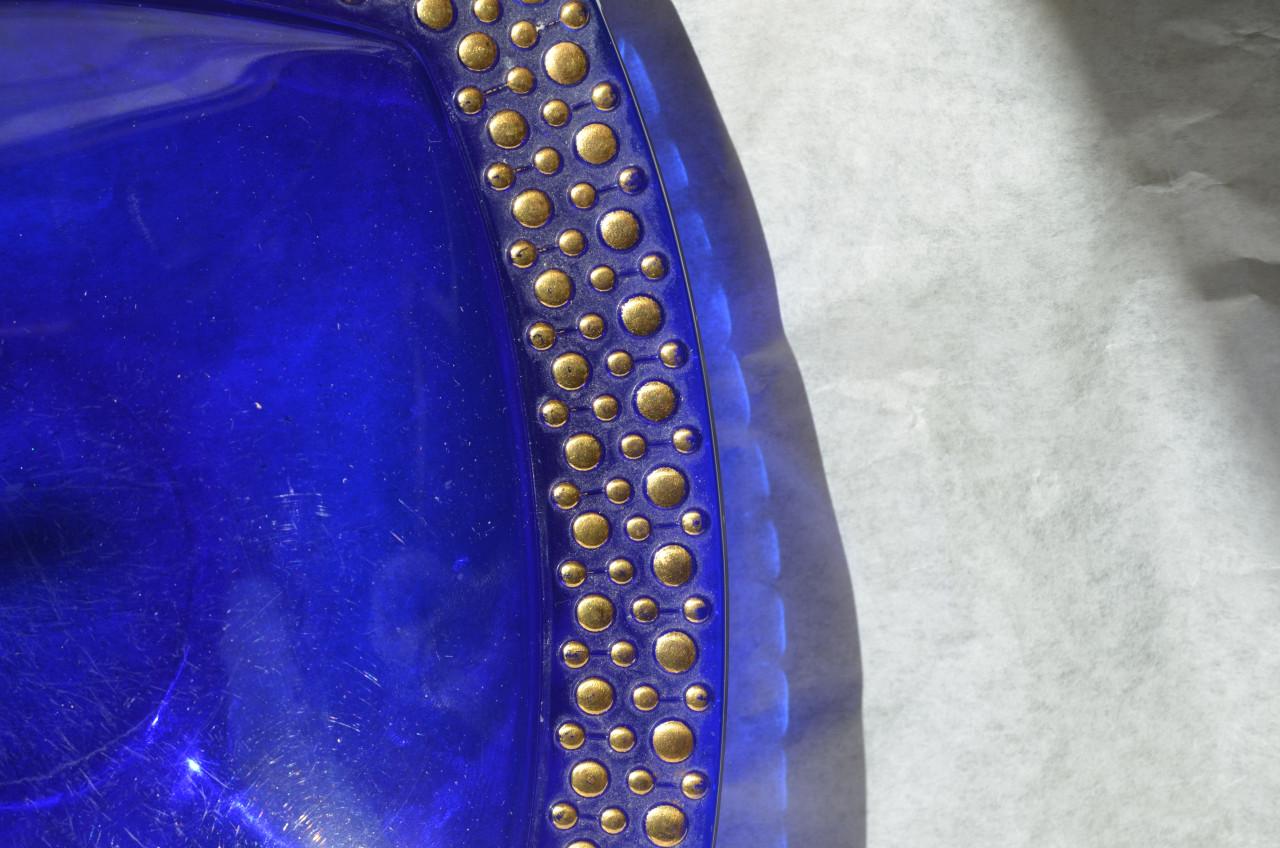 Blauwe glazen (fruit)schaal Scandinavisch design