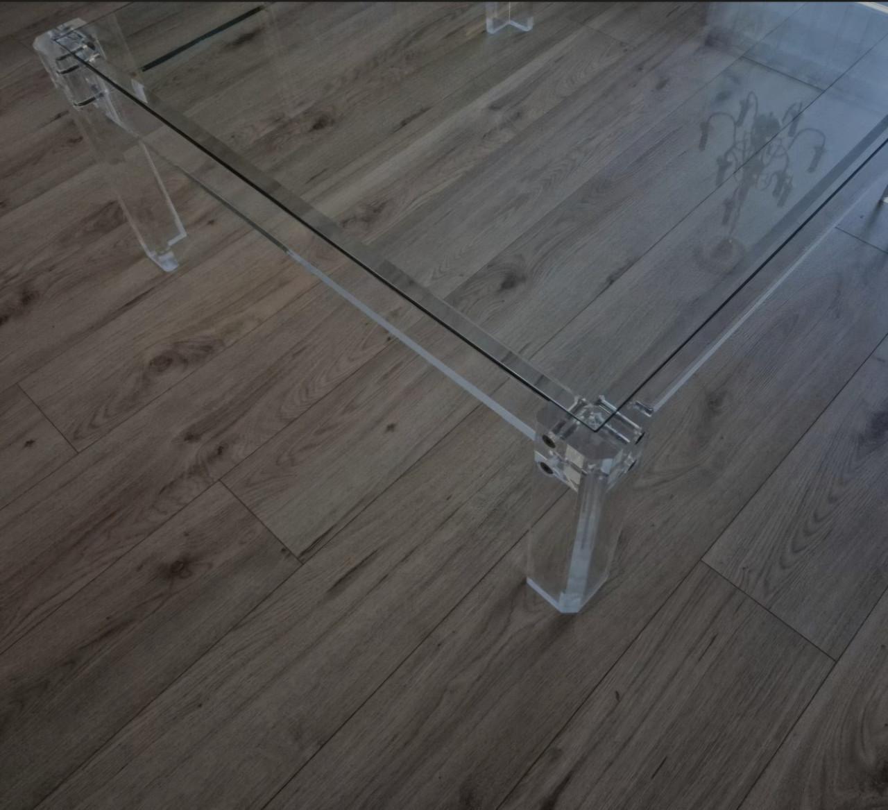 Vintage design salontafel (perspex en gehard glas)