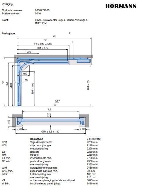 Hörmann sectionaaldeur 2250x2250 mm NIEUW