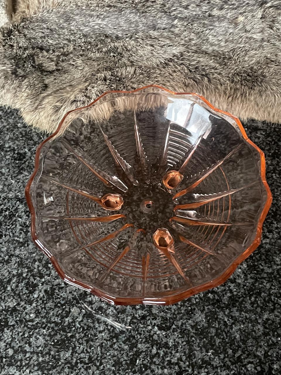 Persglazen fruitschaal met bord (set)