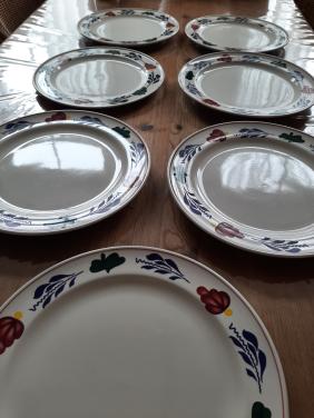 BOERENBONT BOCH - 7 GROTE DINERBORDEN - DIAMETER 28 CM
