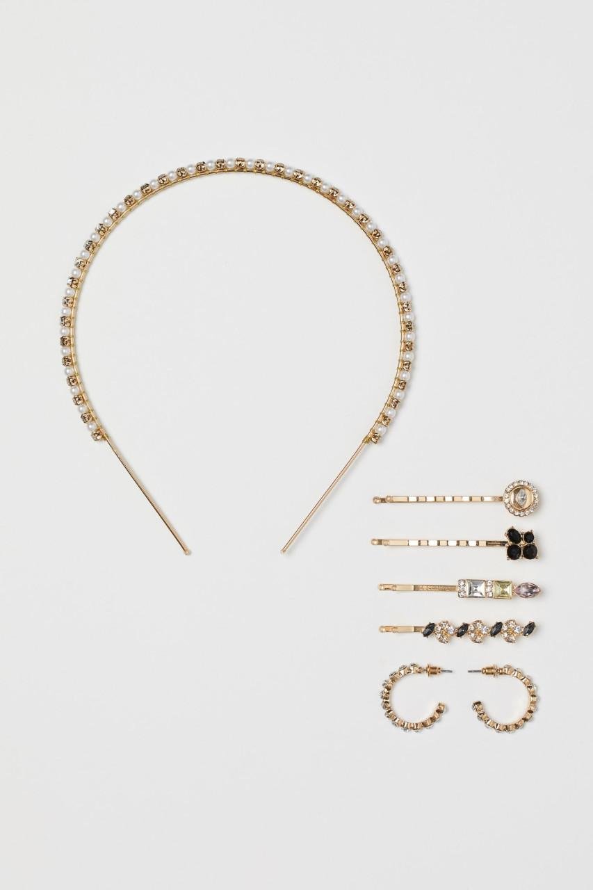H&M set strass diadeem, haarspeldjes en oorbellen - NIEUW