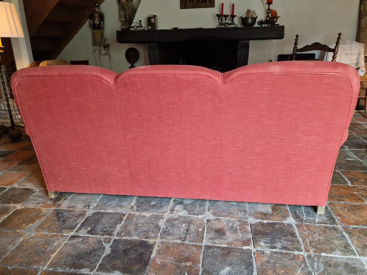 3-zitsbank, steenrode stoffen bekleding