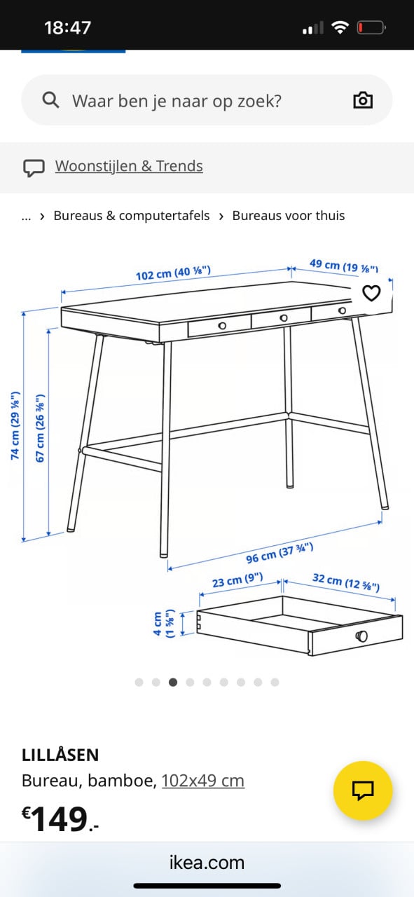 Bureau Lillasen van IKEA. Mooi, stijlvol.