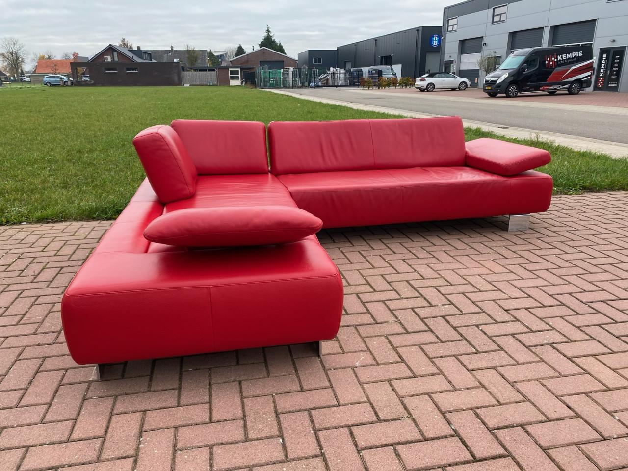 GRATIS LEVERING HEEL NL Montel Rode Echt Leer Hoekbank