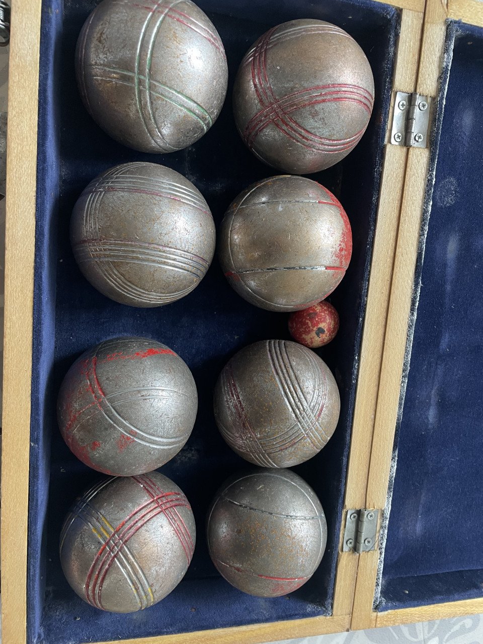 Kist met 8 jeu de boules ballen Zie foto's
