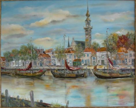 Div schilderijen  oude  zeil visserij met Veere -Vlissingen  Jac Caljouw