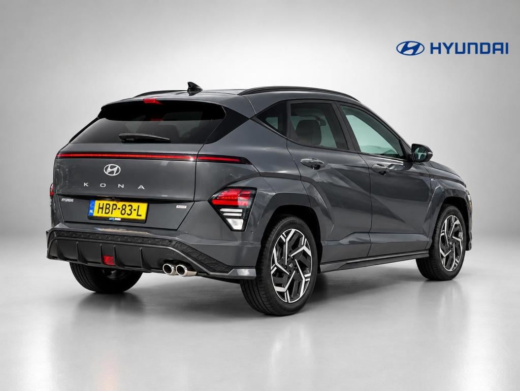 Hyundai Kona 1.6 gdi hev n line trekhaak afneembaar, allseasons + nieuwstaa