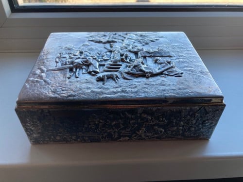 Vintage Verzilverde Reliëf Box