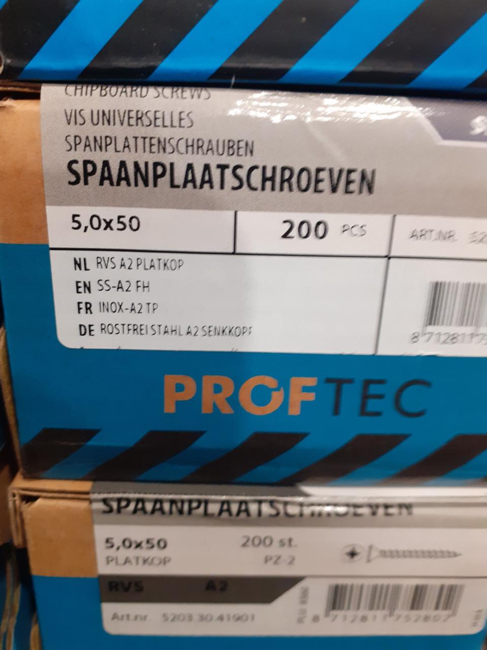 RVS proftec spaanplaatschroeven 70 % korting bij HHZB