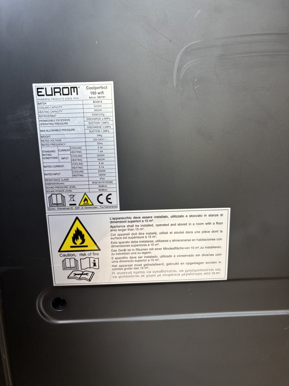 Eurom Coolperfect180 wifi Airconditioner tevens te gebruiken als verwarming