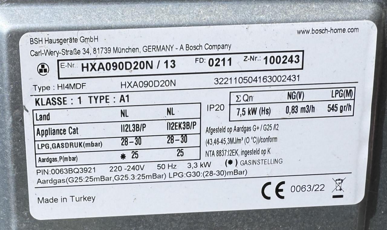 3 jaar oud wit Bosch gasfornuis met oven